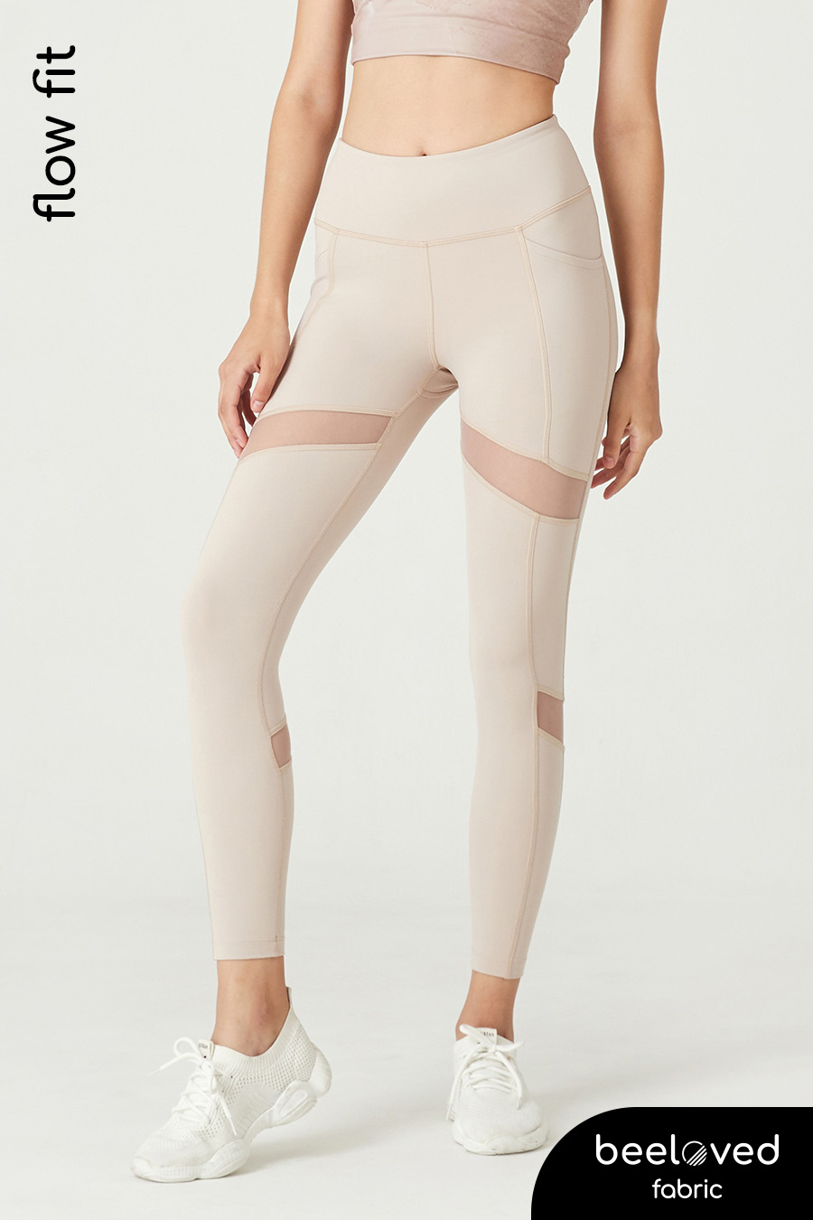 Mesh Cut Leggings (Ivory) Wakingbee